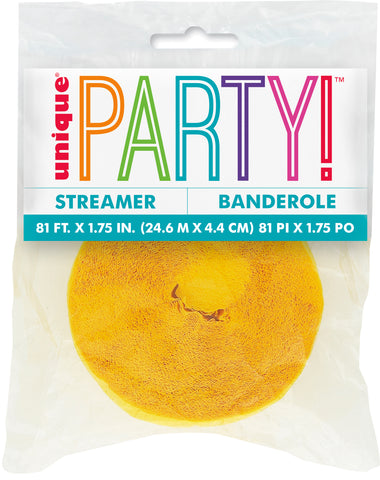 Yellow Crepe Paper Streamer – 81 ft Party Decoration Roll