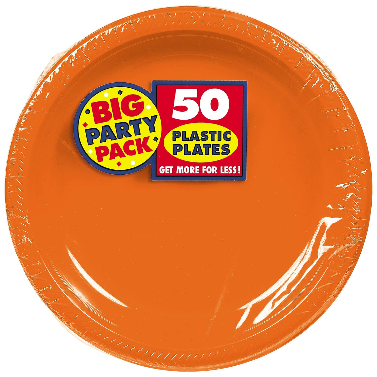 Orange 10 1/4" Round Plastic Plates, 50 Count