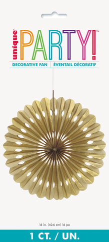 Gold Solid 16" Tissue Paper Fan