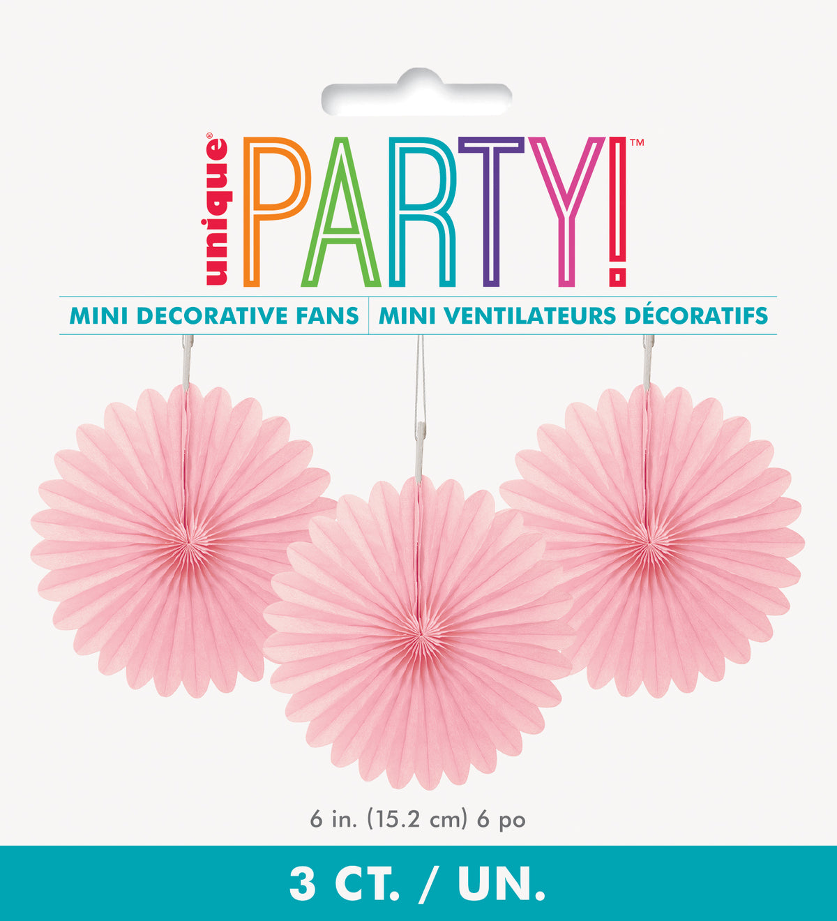 Lovely Pink Solid 6" Tissue Paper Fans  3ct