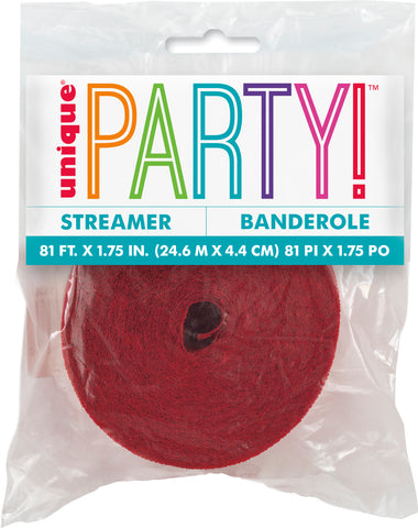 Ruby Red Crepe Paper Streamer – 81 ft Party Decoration Roll