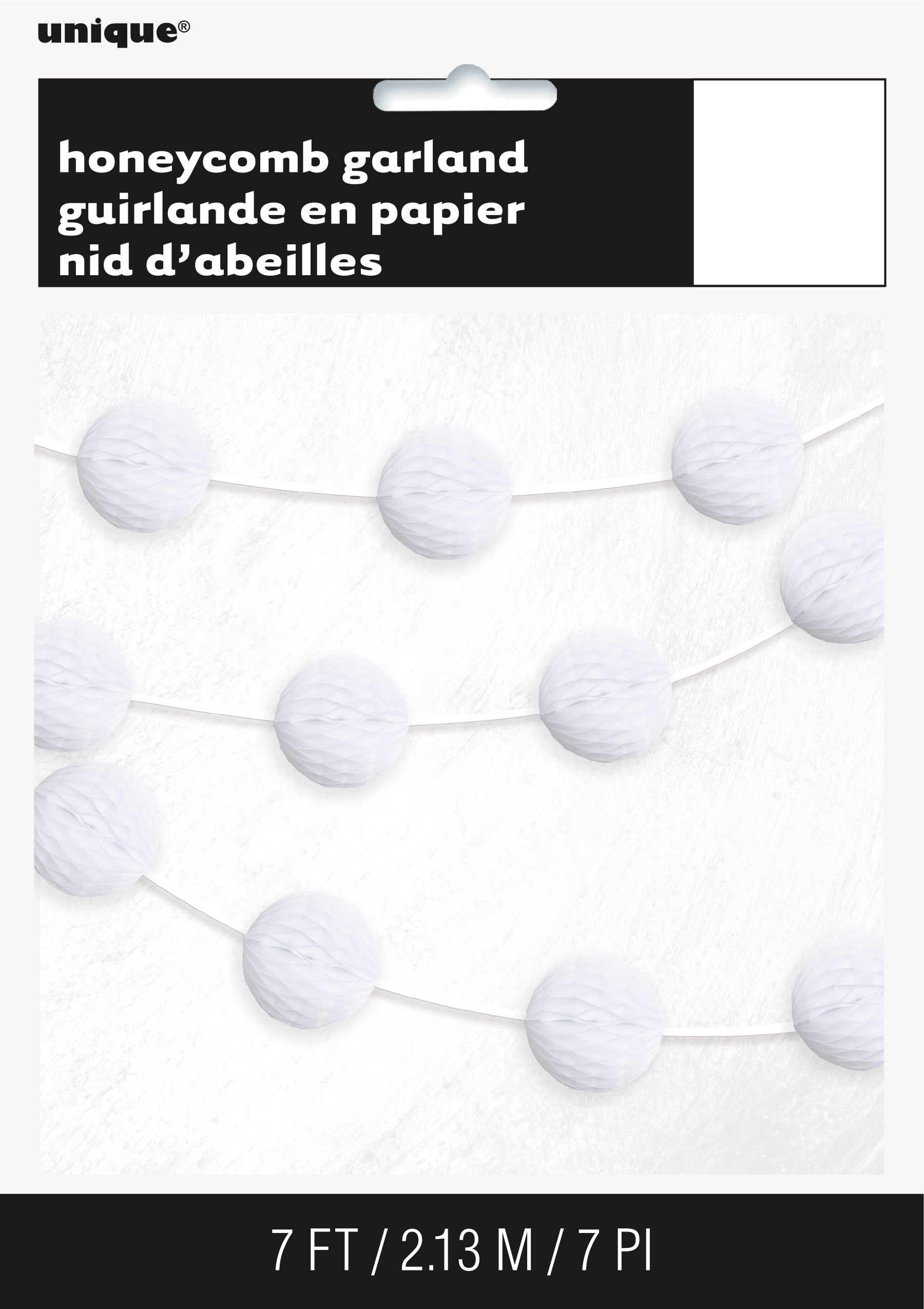 White Honeycomb Ball Garland  7 ft