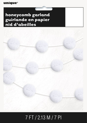 White Honeycomb Ball Garland  7 ft