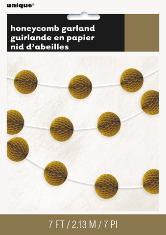 Gold Honeycomb Ball Garland  7 ft