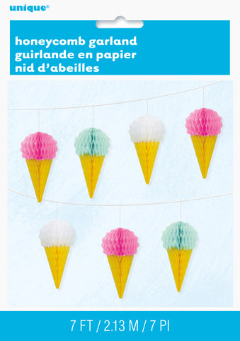 Honeycomb Ice Cream Garland  7 ft Long