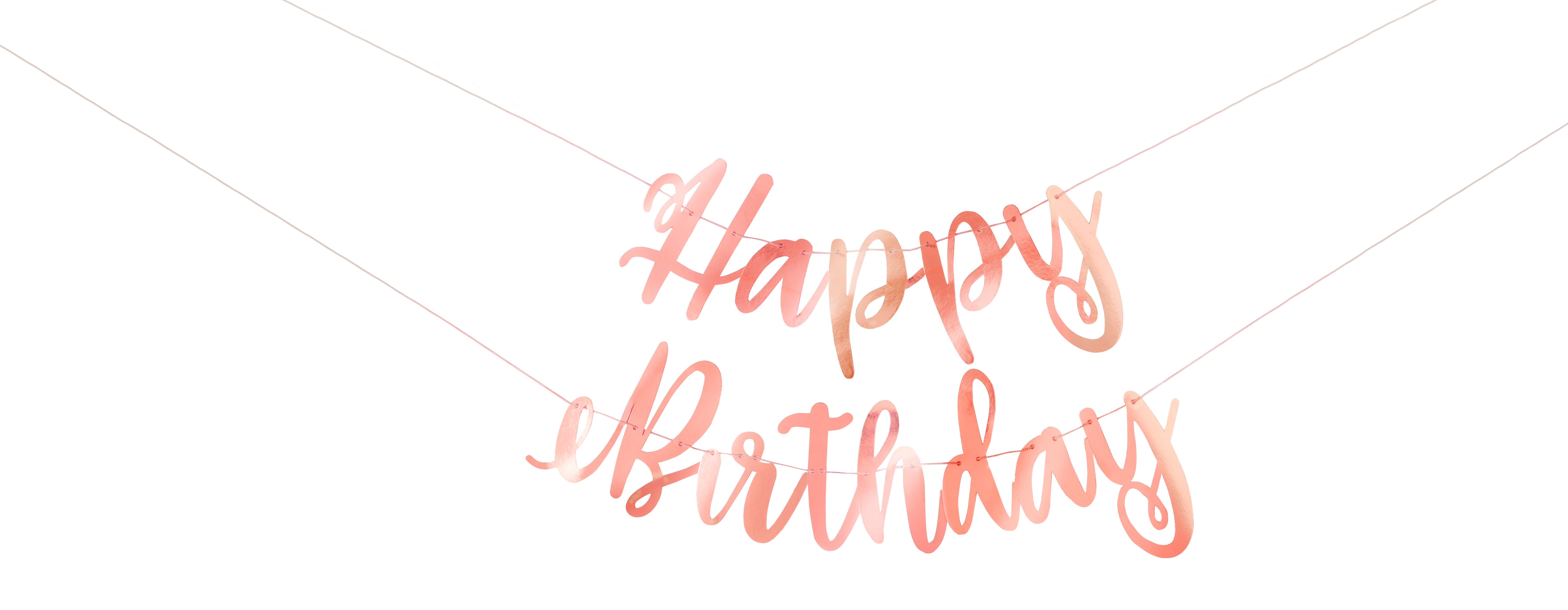 Rose Gold Script "Happy Birthday" Banner 7 ft Jointed 1 per package