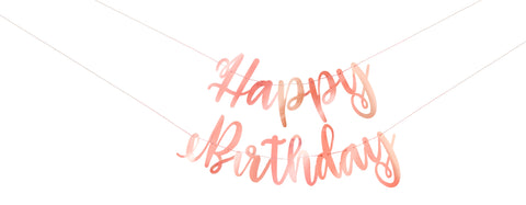 Rose Gold Script "Happy Birthday" Banner 7 ft Jointed 1 per package