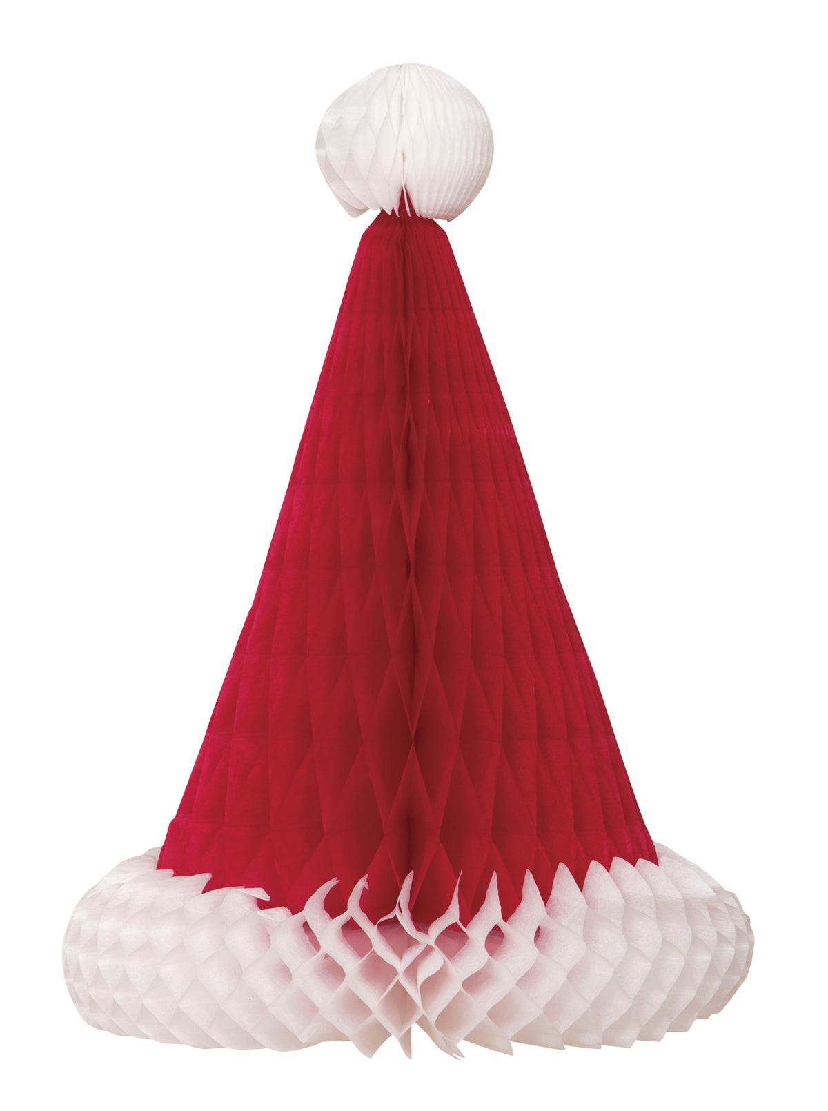 Santa Hat Honeycomb Centerpiece 12” – Christmas Table Décor, Holiday Party Decoratio