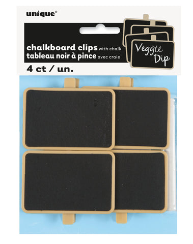 Chalkboard Food Sign Clips with Chalk (4ct) – Table Labels for Parties & Events