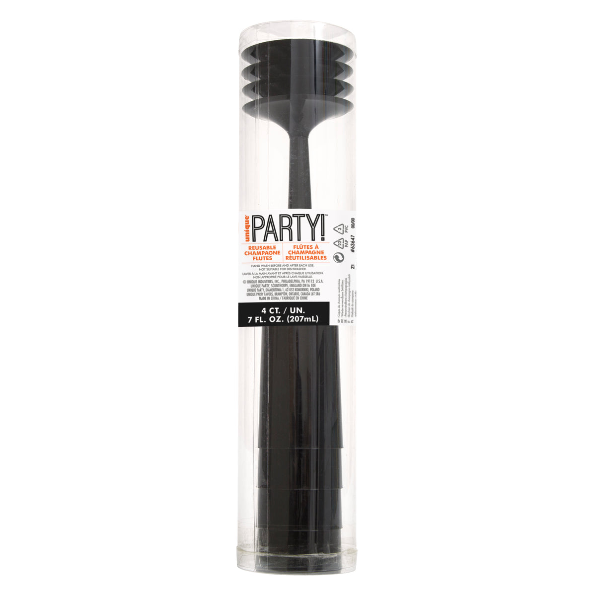 Black Plastic Champagne Flutes  4ct