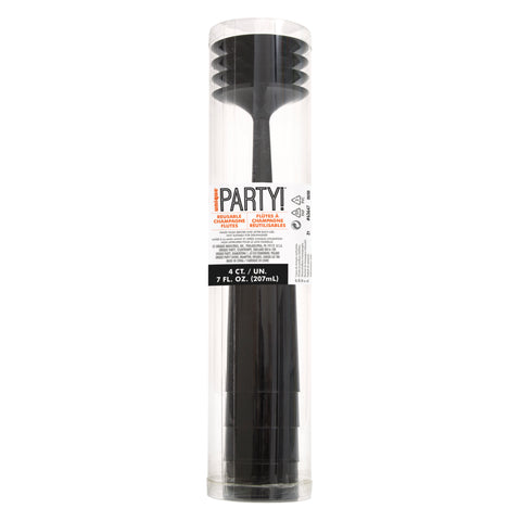 Black Plastic Champagne Flutes  4ct