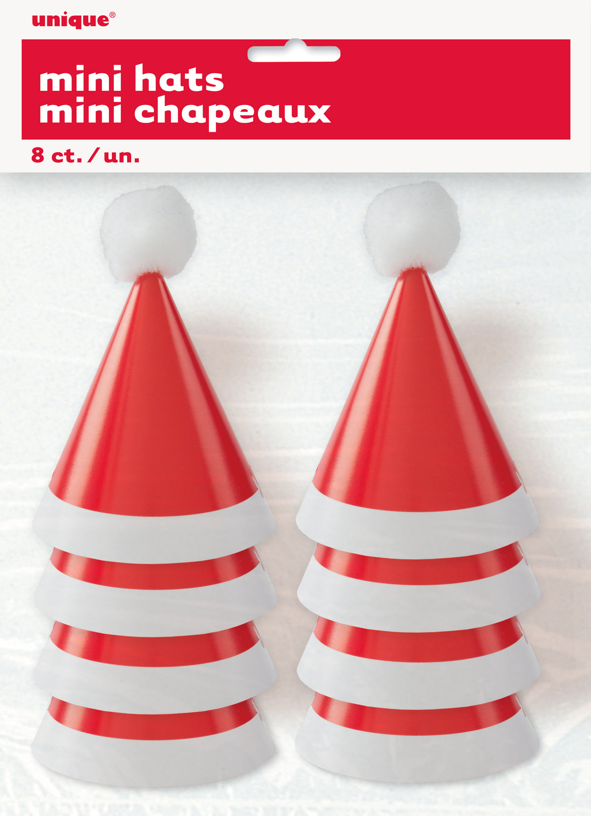 Mini Santa Party Hats with Pom Pom 8ct – Christmas Holiday Party Accessories