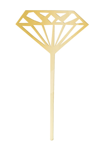 Plastic Gold Diamond Cupcake Toppers  5ct