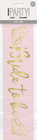 Pink and Gold Bride to Be" Bachelorette Party Sash"
