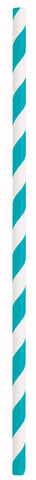 Caribbean Teal Striped Paper Straws  10ct