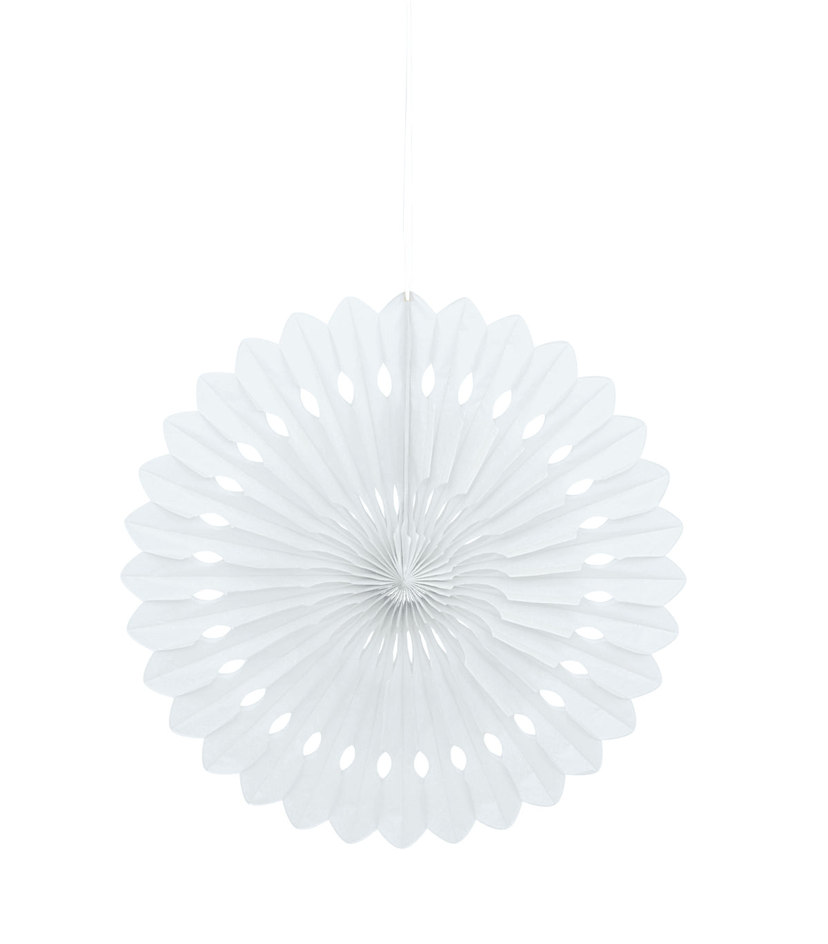 White Solid 16 Tissue Paper Fan"