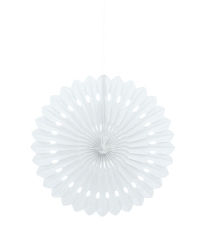 White Solid 16 Tissue Paper Fan"
