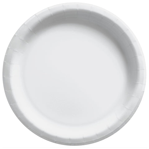 White 8 1/2" Round Paper Plates, 20 count