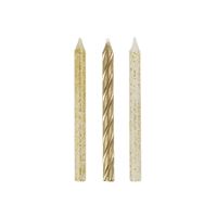 Glitter and Gold Spiral Birthday Candles – Assorted Colors, 24 Count
