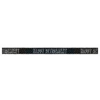 Black “Happy Retirement” Banner – Elegant Retirement Party Decoration (12ft)