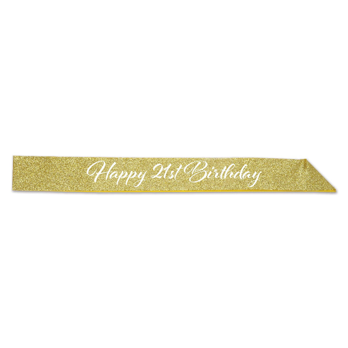 Happy "21st" Birthday Gold Glittered 32½" x 3½" Sash
