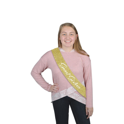 Sweet Sixteen Gold Glitter Sash – 32½" x 3½" Birthday Party Accessory for 16th Celebration