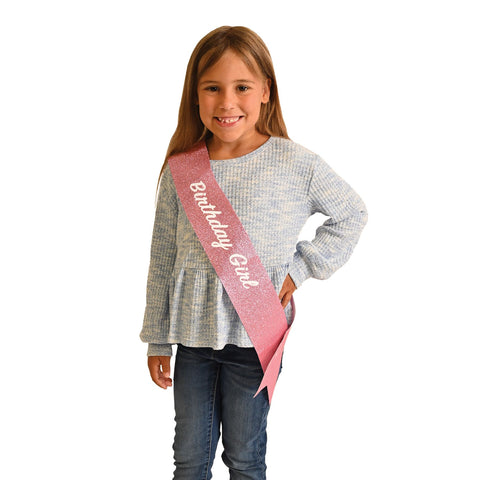 Birthday Girl Pink Glitter Sash – 27" x 3½" Party Accessory for Women & Teens