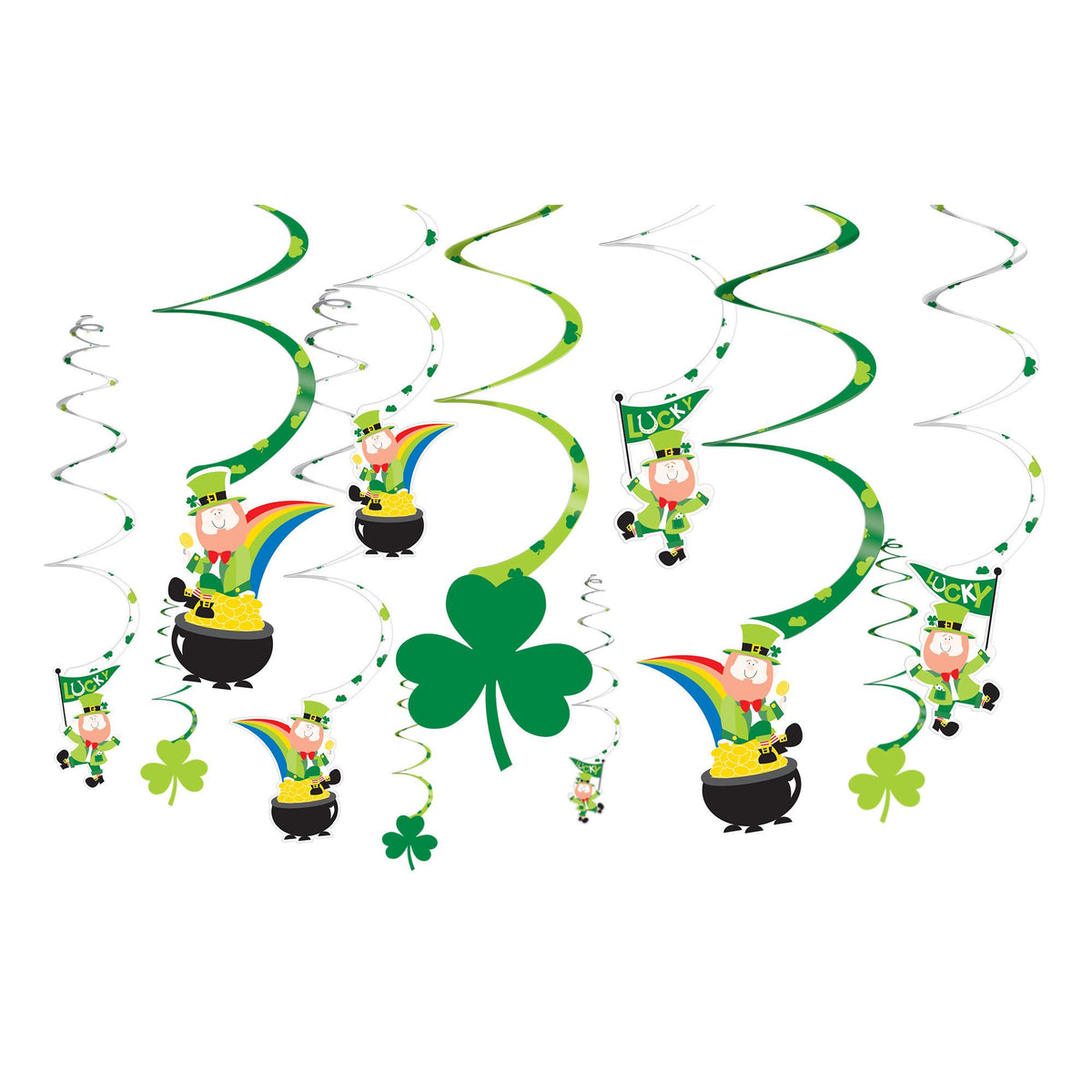 St. Patrick's Day Foil Swirl Pack of 12