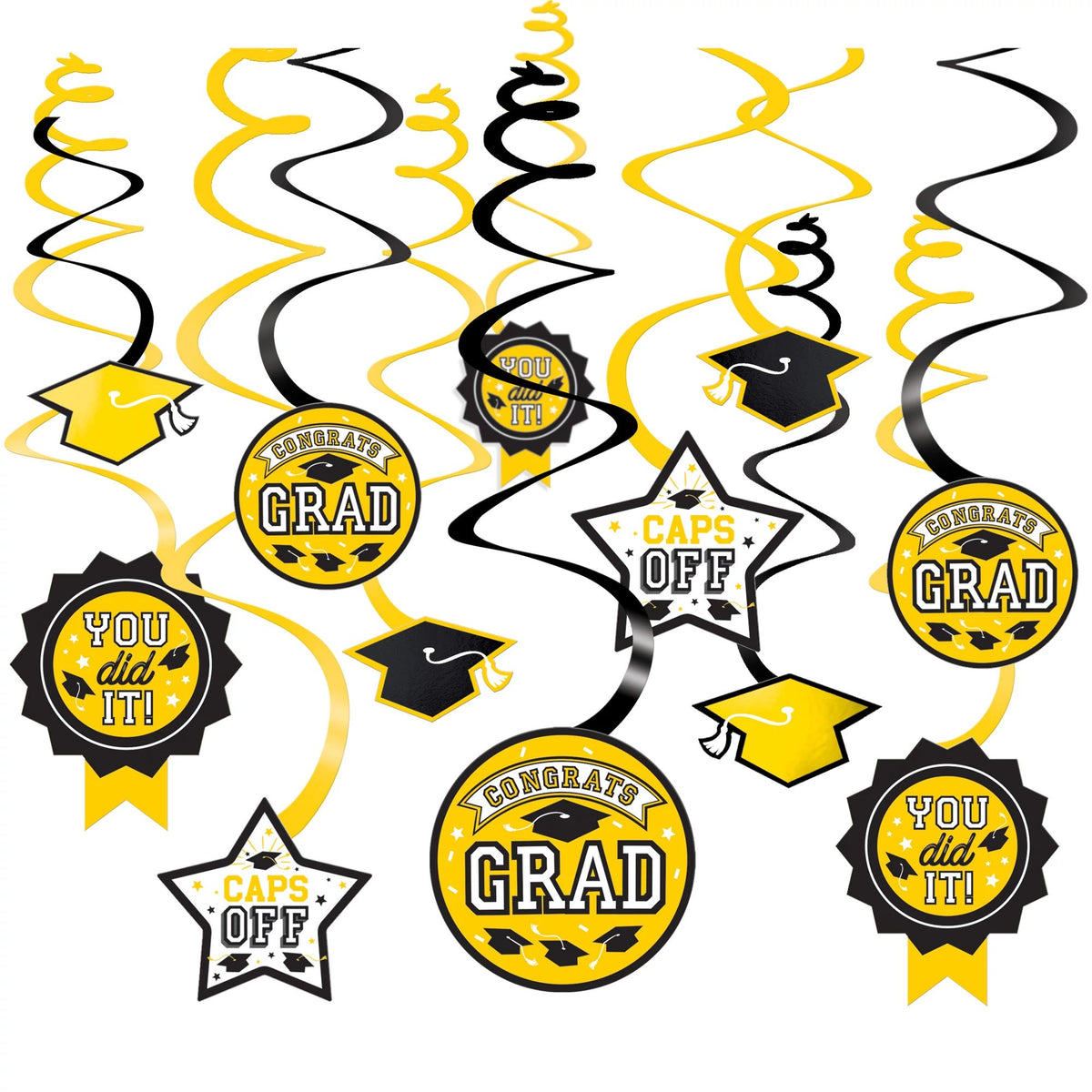 Yellow Graduation Value Pack Swirl Decorations