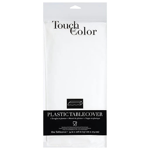 White 54" x 108" Plastic Lined Paper Table Cover