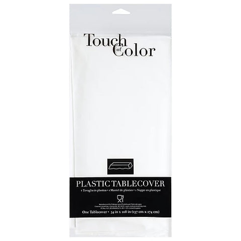 White 54" x 108" Plastic Lined Paper Table Cover