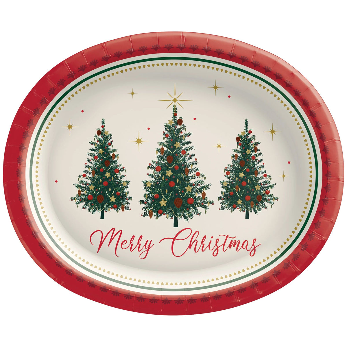 Elegant Evergreen Oval Paper Plates 12"x 10"  package of 20