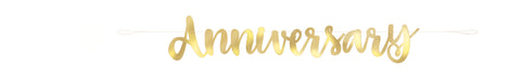 Gold Script Foil  Happy Anniversary" Banner"