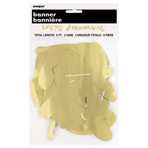Gold Script Foil  Happy Anniversary" Banner"