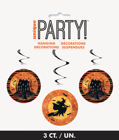 Full Moon Halloween Hanging Swirl Decorations  26” 3ct