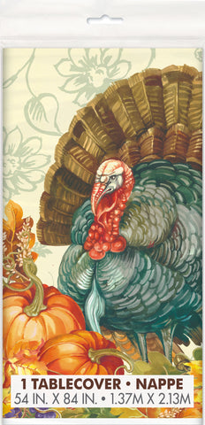 Traditional Thanksgiving Rectangular Plastic Table Cover 54" x 84"