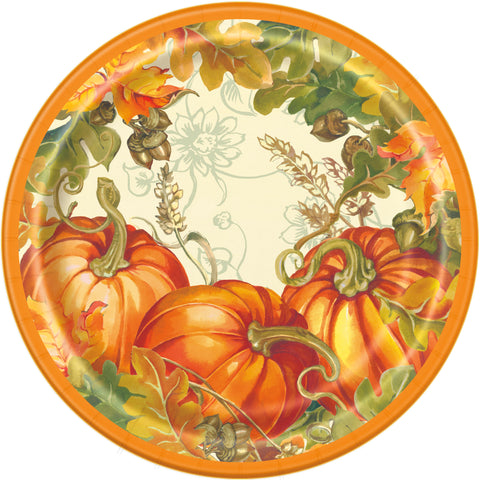Traditional Thanksgiving Round 7" Dessert Plates 8ct