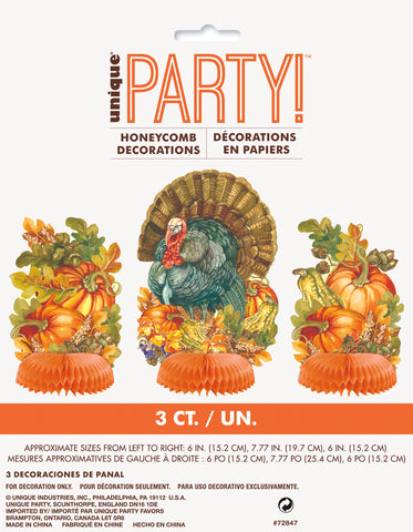 Traditional Thanksgiving Mini Honeycomb Centerpieces  3ct - Assorted