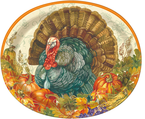 Traditional Thanksgiving Paper 10"x12" Oval Plates  8ct