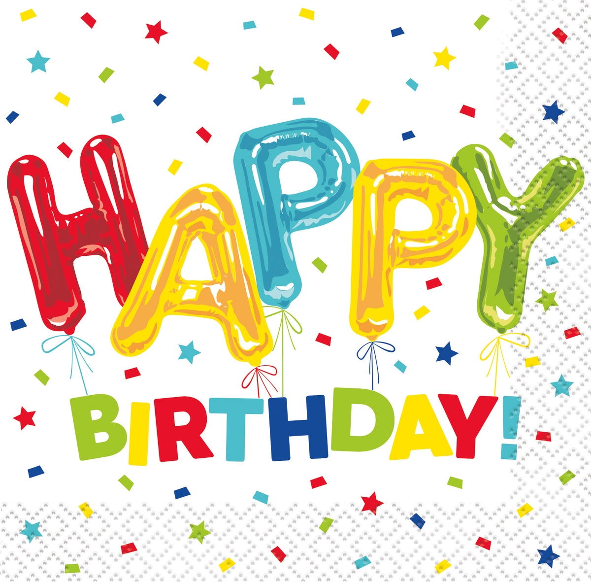 Happy Birthday Balloon Beverage Napkins - 16ct | Colorful Party Drink Napkins for Birthday Celebrations