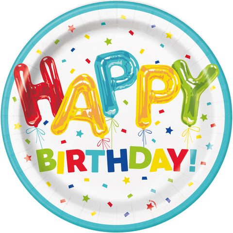 Happy Birthday Balloon Party Kit – Tableware, Decorations & Balloons for 8 Guests
