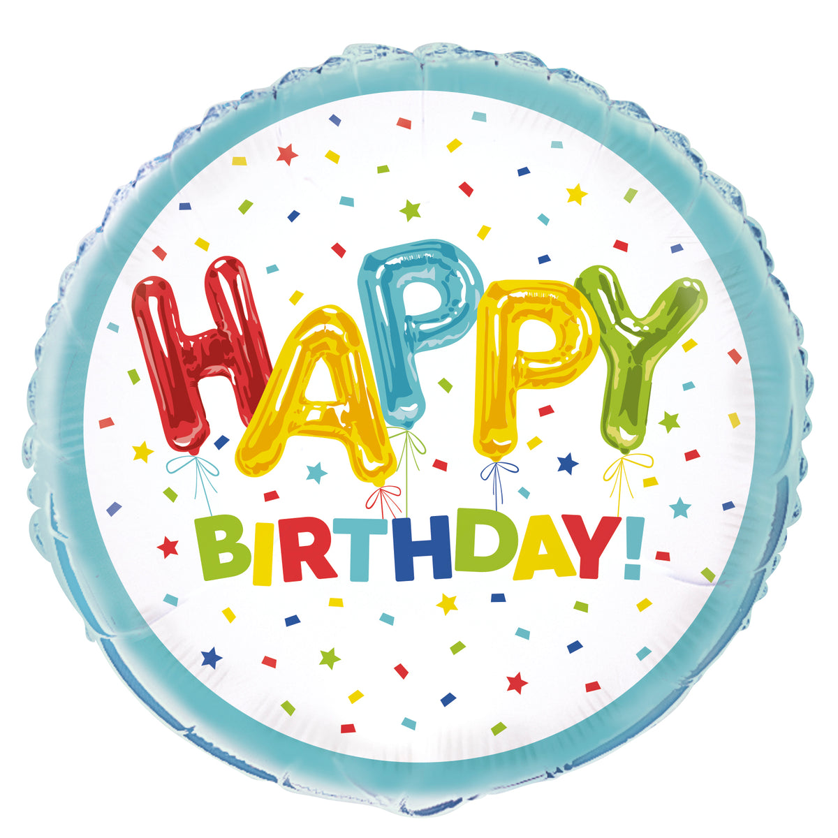 Happy Balloon Birthday Round Foil Balloon 18  Bulk"