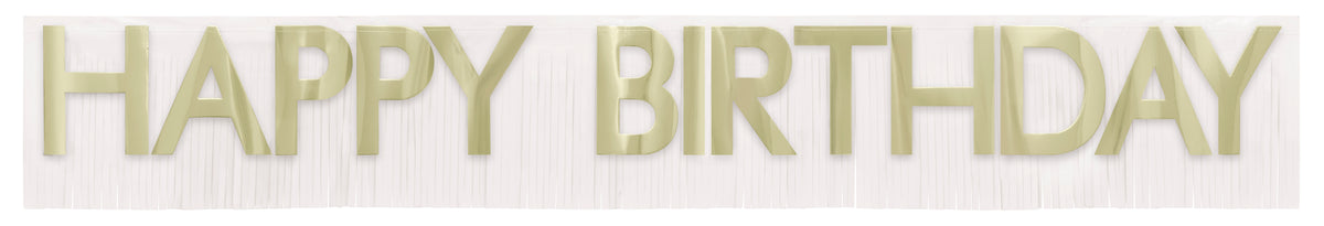 Happy Birthday Banner – Gold Foil Fringe Letters, 4.6 ft – Shiny Party Decoration for Birthday Celebrations