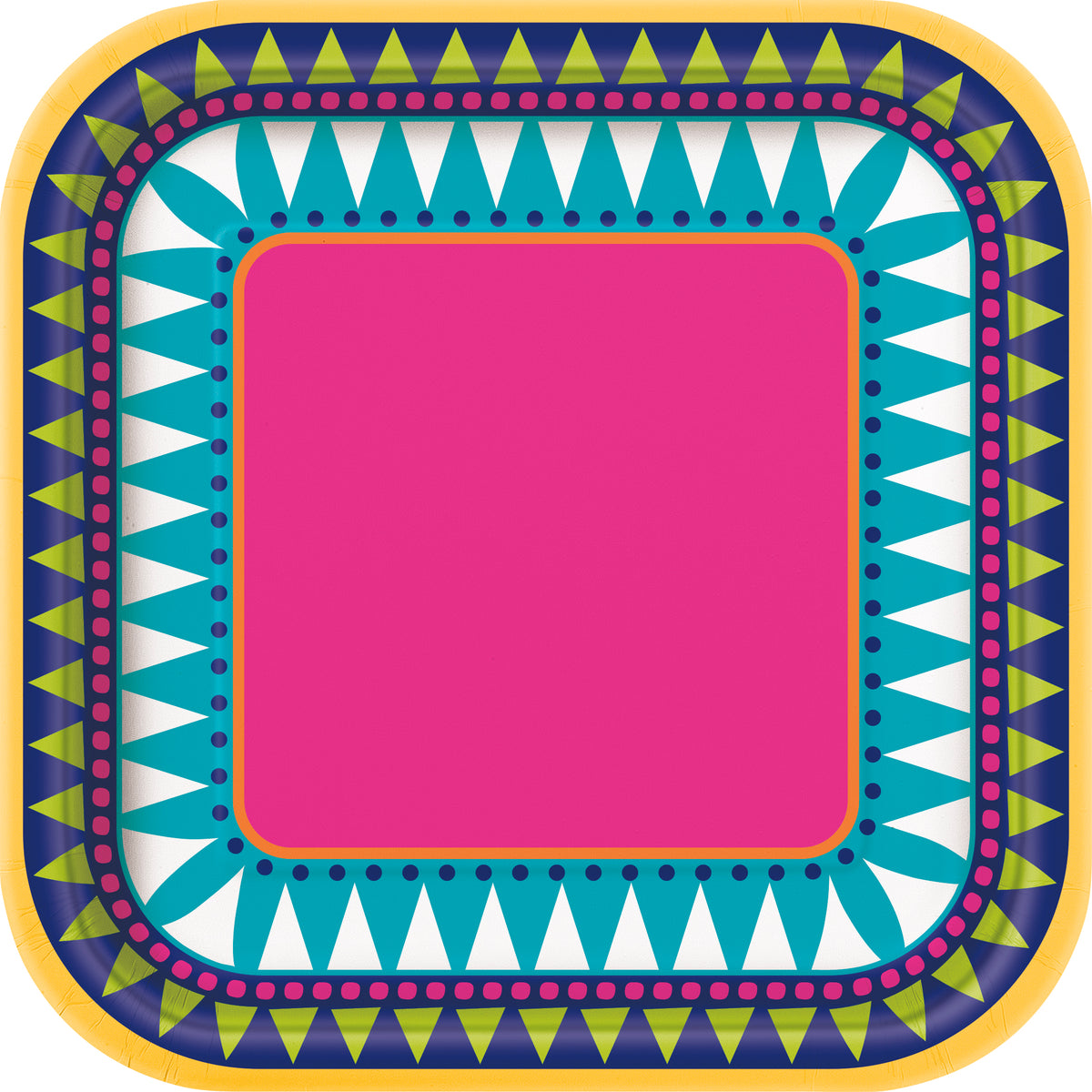 Boho Fiesta Square Dessert Plates – 7" Party Plates (10ct)
