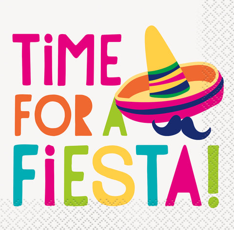 Fiesta Party Napkins – “Time for a Fiesta” Beverage Napkins (16 Pack)