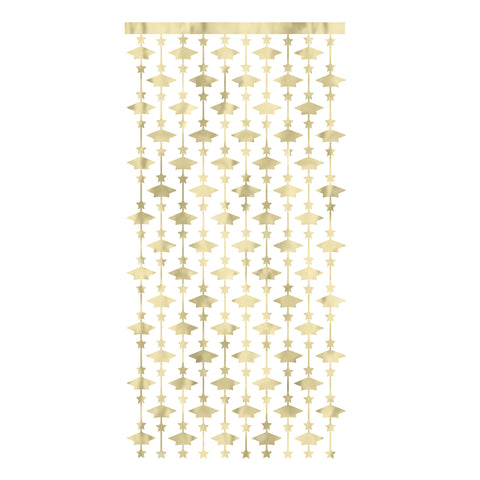 Golden Star Graduation Grad Caps Photo Booth Backdrop 39" x 79"