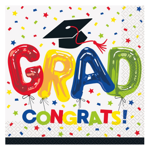 Letter Balloon Grad Paper Luncheon Napkins 16 Per Package