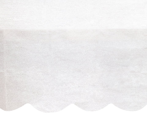 White Scalloped Paper Table Cover – 54" x 108" Party Tablecloth