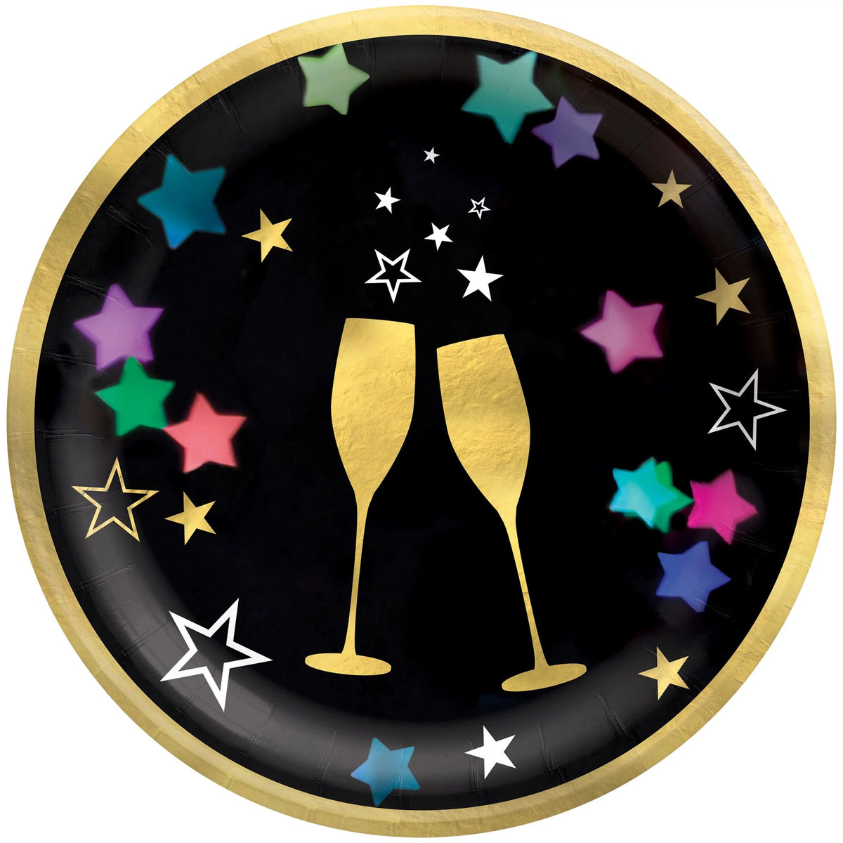 New Years Eve Starlight 6 3/4" Round Plates pack of 20