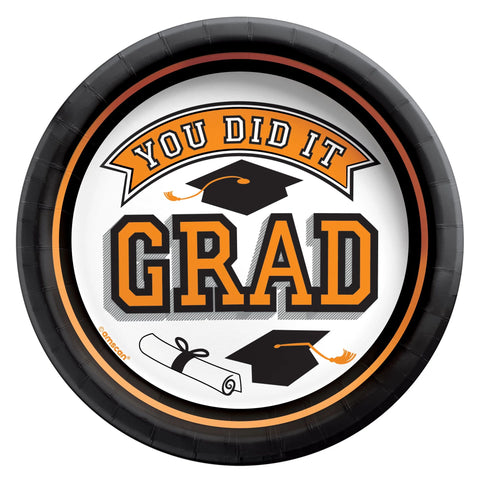 Graduation True To Your School Colors Orange  7" Paper Plates